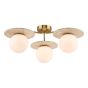 Inaya 3 Light Semi-Flush Natural Brass and Travertine