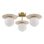 Inaya 3 Light Semi-Flush Natural Brass and Travertine