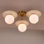 Inaya 3 Light Semi-Flush Natural Brass and Travertine