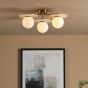 Inaya 3 Light Semi-Flush Natural Brass and Travertine