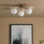 Inaya 3 Light Semi-Flush Natural Brass and Travertine