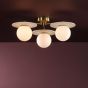 Inaya 3 Light Semi-Flush Natural Brass and Travertine