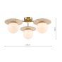 Inaya 3 Light Semi-Flush Natural Brass and Travertine
