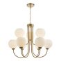 Indra 9 Light Pendant Natural Brass and Opal Glass