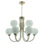 Indra 9 Light Pendant Natural Brass and Opal Glass