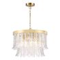 Irisen 6 Light Pendant Natural Brass and Textured Glass