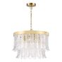 Irisen 6 Light Pendant Natural Brass and Textured Glass