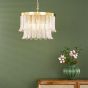Irisen 6 Light Pendant Natural Brass and Textured Glass