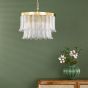 Irisen 6 Light Pendant Natural Brass and Textured Glass