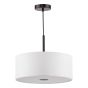 Isla 3 Light Pendant Matt Black and Ivory Shade 40cm