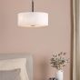 Isla 3 Light Pendant Matt Black and Ivory Shade 40cm