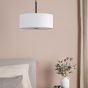 Isla 3 Light Pendant Matt Black and Ivory Shade 40cm