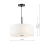 Isla 3 Light Pendant Matt Black and Ivory Shade 40cm