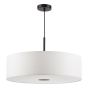 Isla 3 Light Pendant Matt Black and Ivory Shade 60cm