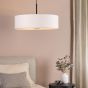 Isla 3 Light Pendant Matt Black and Ivory Shade 60cm