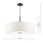 Isla 3 Light Pendant Matt Black and Ivory Shade 60cm