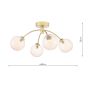 Izzy 4 Light Semi-Flush Matt Gold With Amber Hammered Glass