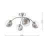 Izzy 4 Light Semi Flush Polished Chrome With Smoked/Clear Ribbed Glass