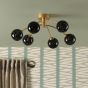 Izzy 6 Light Semi-Flush Matt Gold With Black Confetti Glass