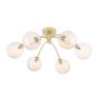 Izzy 6 Light Semi-Flush Matt Gold With Amber Hammered Glass