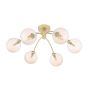 Izzy 6 Light Semi-Flush Matt Gold With Amber Hammered Glass