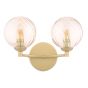 Izzy 2 Light Wall Light Matt Gold With Twisted Amber Glass
