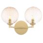 Izzy 2 Light Wall Light Matt Gold With Amber Hammered Glass