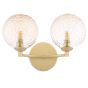 Izzy 2 Light Wall Light Matt Gold With Amber Hammered Glass