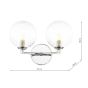 Izzy 2 Light Wall Light Polished Chrome With Clear Hammered Glass