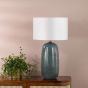 Jadis Table Lamp Blue Ceramic With Ivory Drum Shade