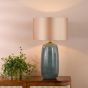 Jadis Table Lamp Blue Ceramic With Taupe Drum Shade