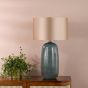 Jadis Table Lamp Blue Ceramic With Taupe Drum Shade
