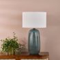 Jadis Table Lamp Blue Ceramic With Ivory Linen Shade