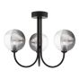 Jared 3 Light Semi Flush Matt Black With Smoked/Clear Ribbed Glass