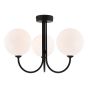 Jared 3 Light Semi Flush Matt Black With Opal Glass