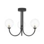 Jared 3 Light Semi Flush Matt Black With Clear Hammered Glass