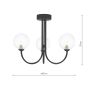 Jared 3 Light Semi Flush Matt Black With Clear Hammered Glass
