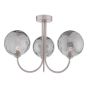 Jared 3 Light Semi-Flush Satin Nickel With Smoked Dimpled Glass
