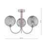 Jared 3 Light Semi-Flush Satin Nickel With Smoked Dimpled Glass