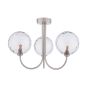 Jared 3 Light Semi-Flush Satin Nickel With Clear Dimpled Glass