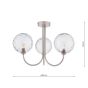 Jared 3 Light Semi-Flush Satin Nickel With Clear Dimpled Glass