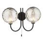 Jared 2 Light Wall Light Matt Black With Smoked Dimpled Glass