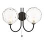 Jared 2 Light Wall Light Matt Black With Clear Dimpled Glass