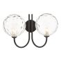 Jared 2 Light Wall Light Matt Black With Clear Dimpled Glass