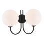 Jared 2 Light Wall Light Matt Black With Opal Glass
