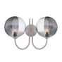 Jared 2 Light Wall Light Satin Nickel With Smoked/Clear Ribbed Glass