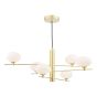 Jasper 6 Light Pendant Satin Gold and Opal Glass
