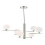 Jasper 6 Light Pendant Satin Nickel and Opal Glass