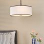 Jemima 3 Light Pendant White and Matt Black With Shade