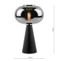 Jensen Table Lamp Smoked Glass Satin Black 